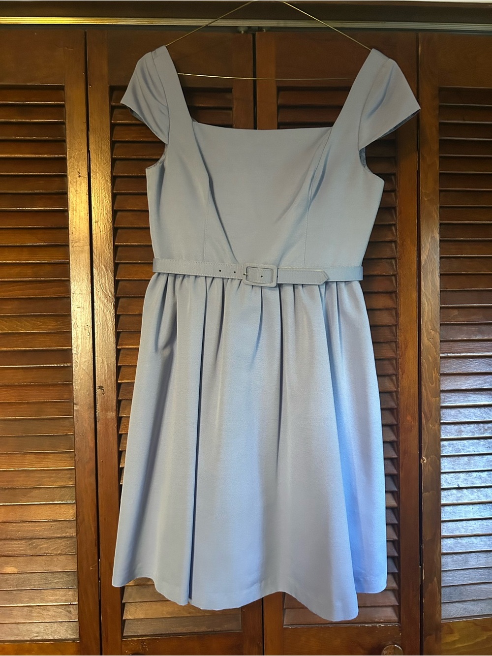 Adrianna Papell Periwinkle Belted Fit-and-Flare Dress